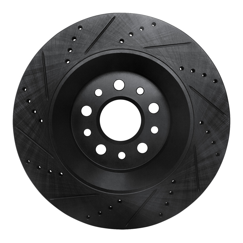 Maserati Ghibli Brake Rotor (1) - Rear Right - R1 Concepts - Drilled & Slotted - Black - `17-`24